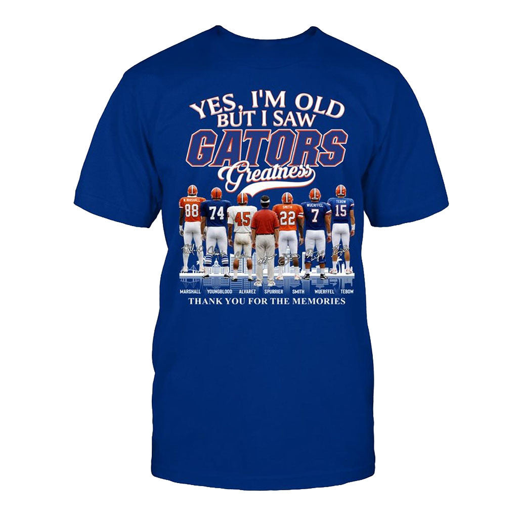 Florida Gators Yes I'm Old But I Saw Greatness T-Shirt Gators Merch Gifts For Football Fan - Merchluma