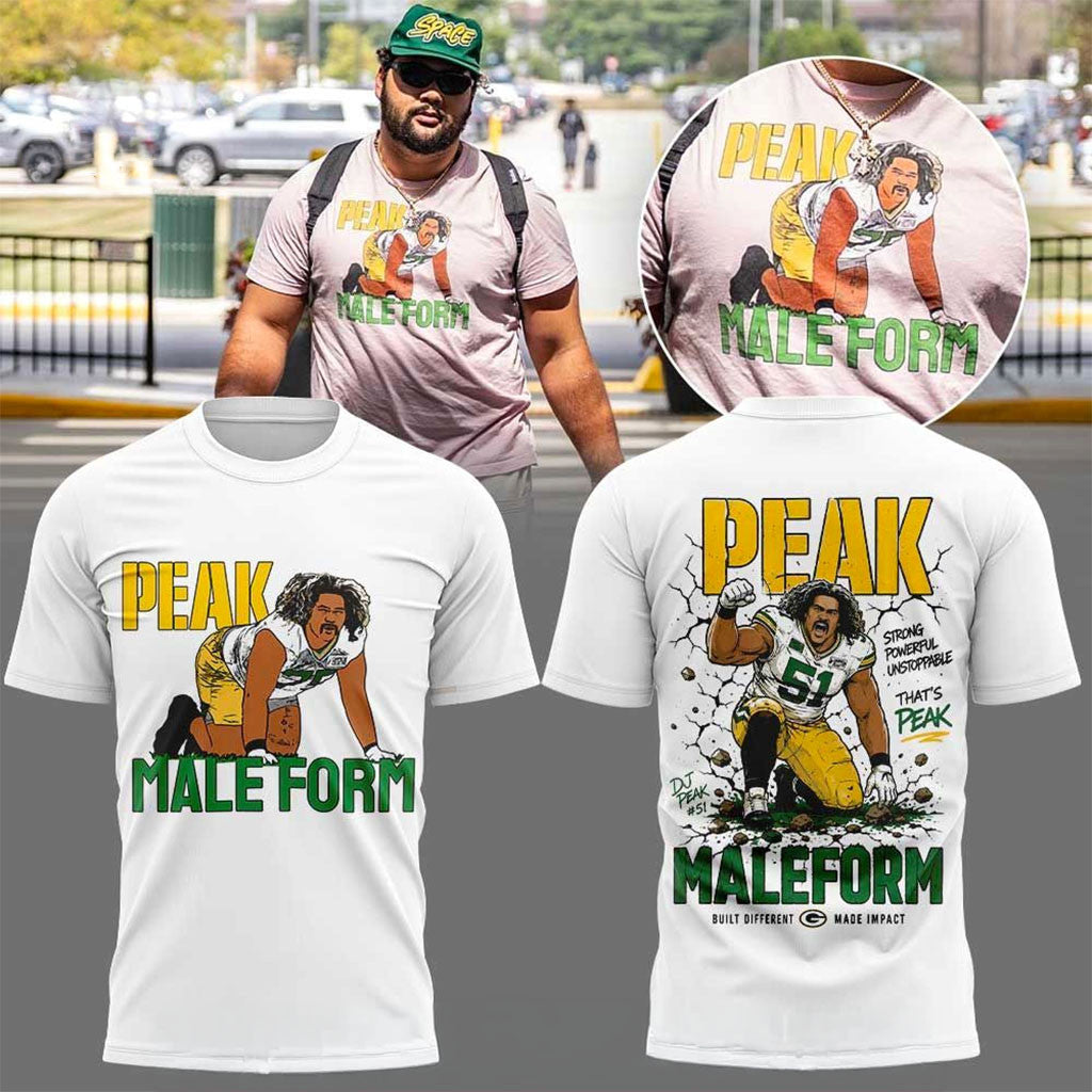 Green Bay Packers Sean Rhyan Peak Male Form T-Shirt Packers Merch Gifts For Football Fan - Merchluma