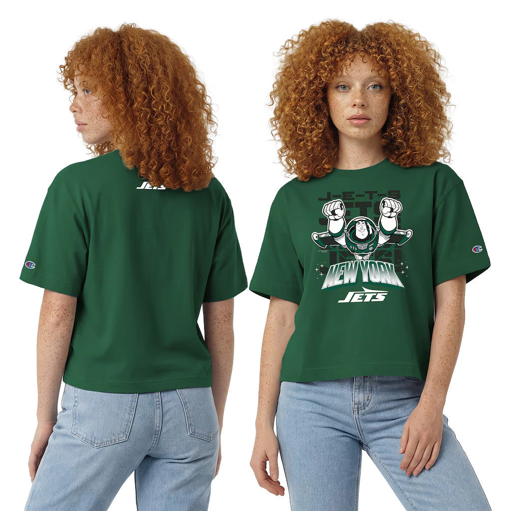 Disney X NFL New York Jets Merch Disney X NFL Champion Buzz Lightyear All-Star T-Shirt Disney NFL Shirts - Merchluma
