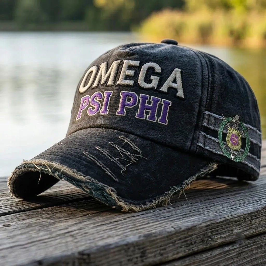 Omega Psi Phi Fraternity Distressed Baseball Cap Omega Psi Phi Merch Gifts For Brother - Merchluma