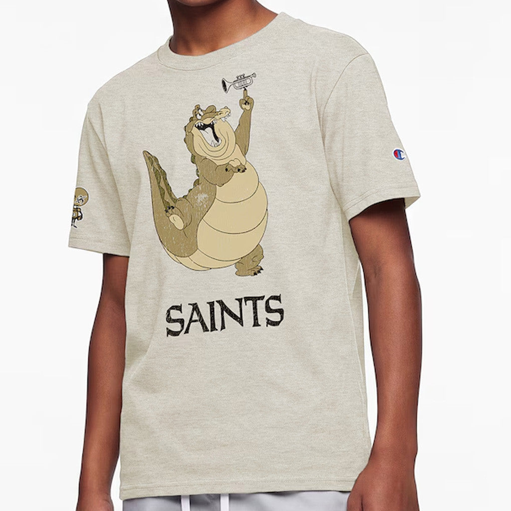 Disney X NFL New Orleans Saints Merch Disney X NFL Champion Louis T-Shirt Disney NFL Collab Saints Tee - Merchluma