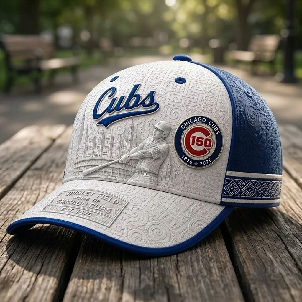 Chicago Cubs 150th Anniversary Baseball Cap Cubs Merch Gift Ideas For Baseball Fans - Merchluma