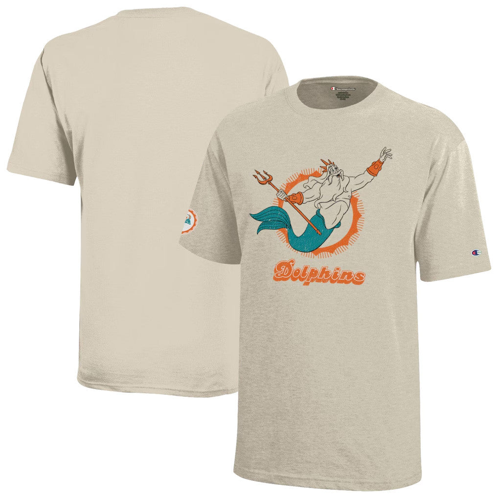 Disney X NFL Collab Merch Miami Dolphins Disney X Champion King Triton T-Shirt Dolphins Merch - Merchluma