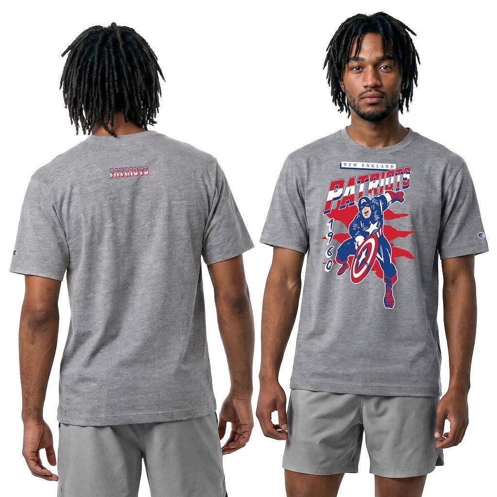 Disney X NFL Collab Merch New England Patriots Disney X Champion Captain America All-Star Shirt - Merchluma