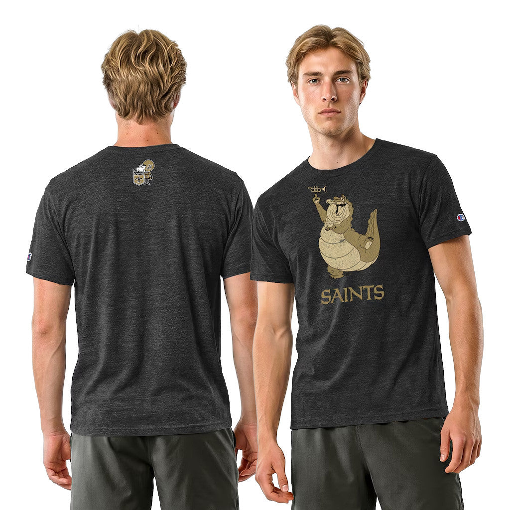 Disney X NFL New Orleans Saints Merch Disney X NFL Champion Louis T-Shirt NFL Disney Collab Saints Gear - Merchluma