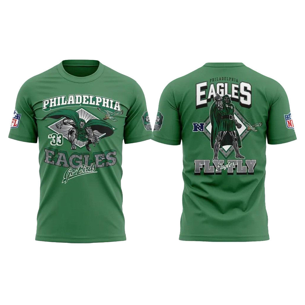 Philadelphia Eagles Dr Doom Merch Disney X NFL Eagles Doctor Doom T-Shirt Fly Eagle Fly Shirt - Merchluma