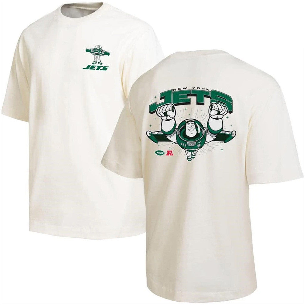 Disney X NFL New York Jets Merch Buzz Lightyear T-Shirt New York Jets Disney X NFL Collab Gear - Merchluma