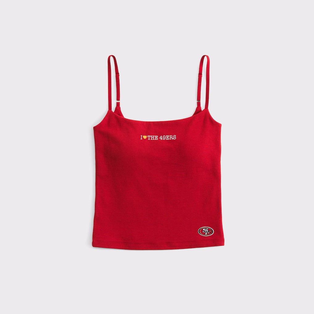 Abercrombie & Fitch x NFL Merch 2026 I Heart The 49ers Football Game Day Cami Top 49ers Merch - Merchluma