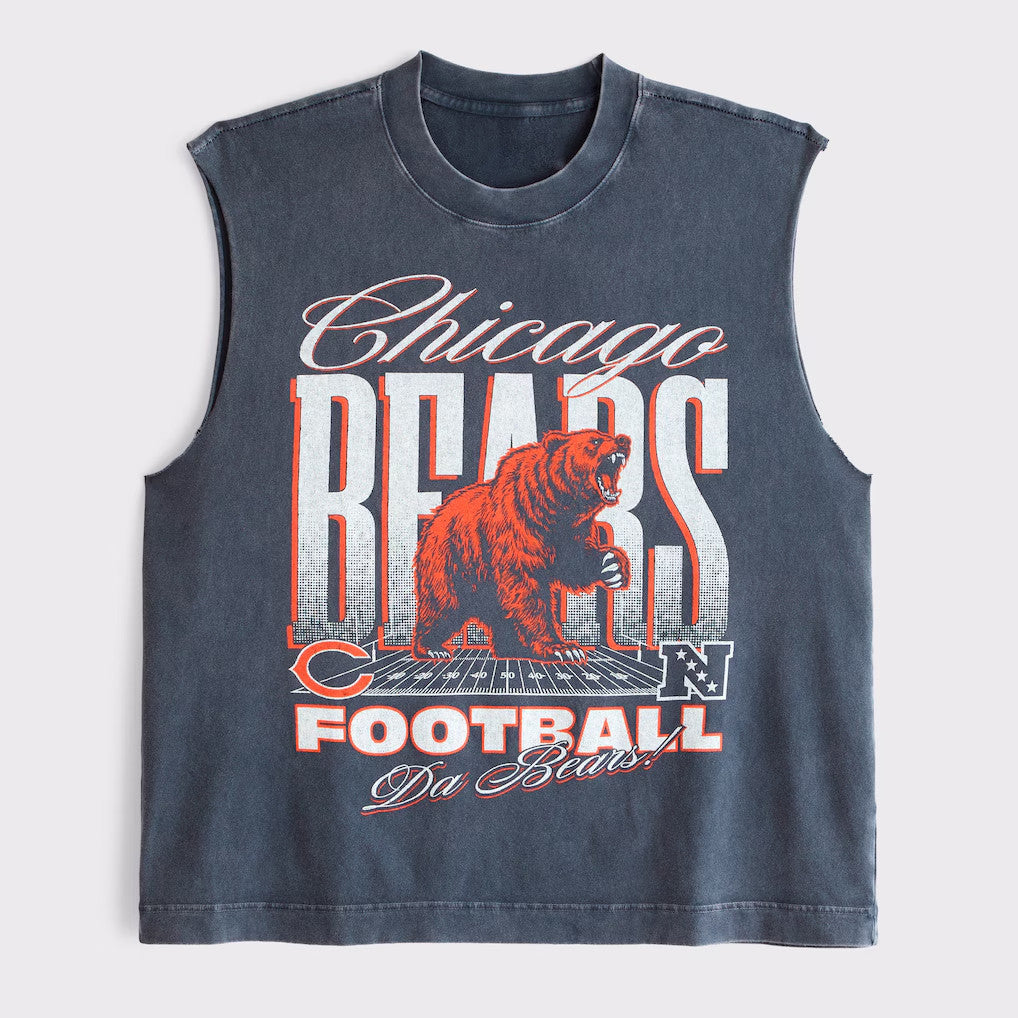 Abercrombie & Fitch x NFL Merch 2026 Chicago Bears Football Muscle Tank Da Bears Merch Him Gifts - Merchluma
