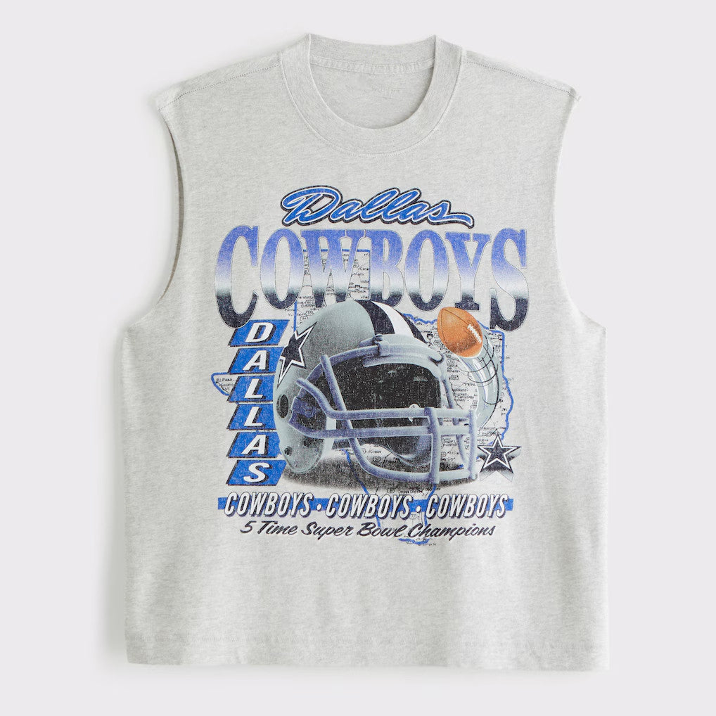 Abercrombie & Fitch x NFL Merch 2026 Dallas Cowboys 5 Time Super Bowl Champions Muscle Tank - Merchluma