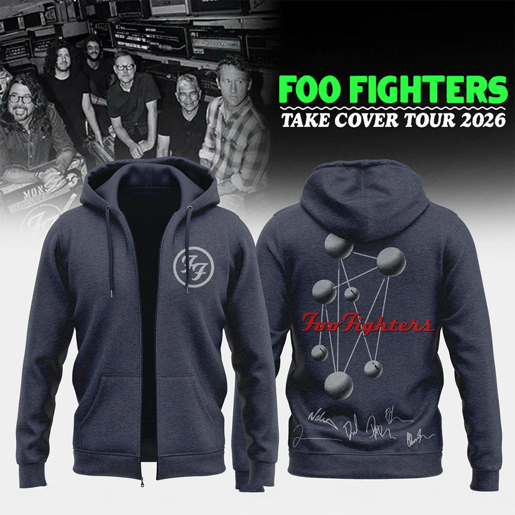 Foo Fighters Take Cover Tour 2026 Zip Hoodie Rock Band Fan Apparel Foo Fighters Merchandise - Merchluma