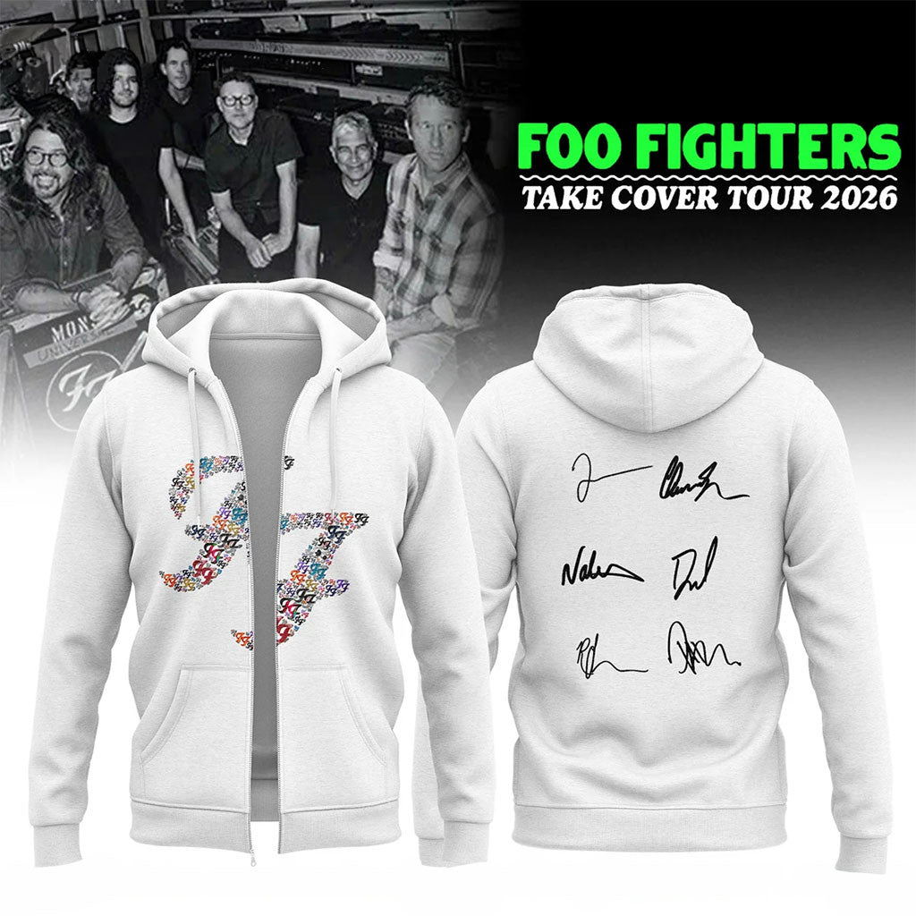 Foo Fighters Take Cover Tour Zip Hoodie Foo Fighters Merch 2026 Rock Concert Fan Apparel - Merchluma
