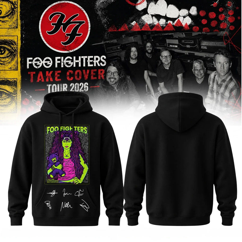 Foo Fighters Merch 2026 Take Cover Tour Hoodie Rock Music Graphic Concert Hoodie Fan Gifts - Merchluma