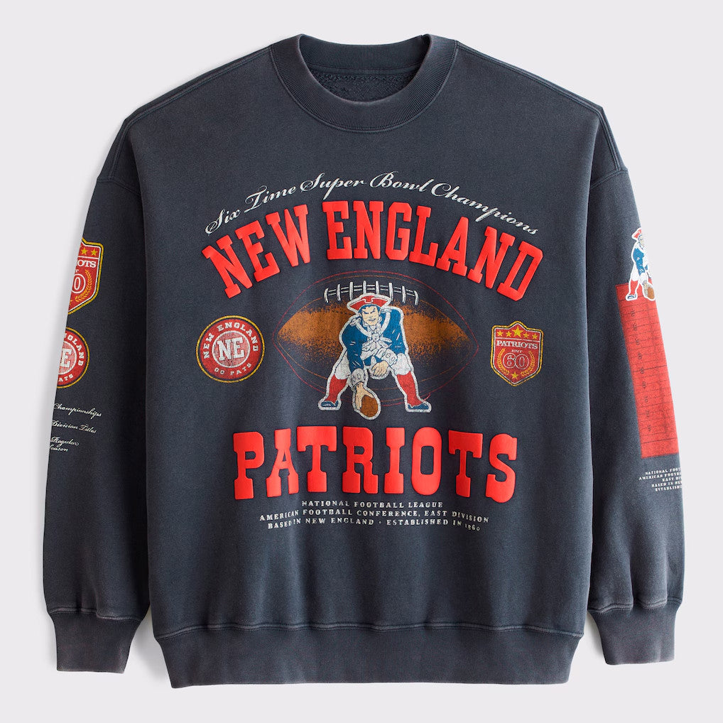 Abercrombie & Fitch x NFL Merch 2026 New England Patriots Six Time Super Bowl Champions Sweatshirt - Merchluma