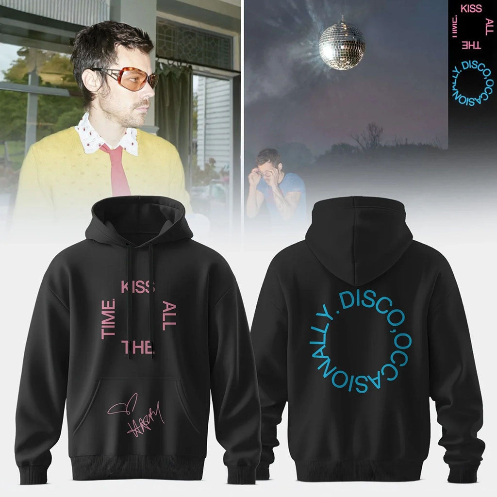 Harry Styles Merch Kiss All The Time Disco Occasionally Black Hoodie Music Fan Gifts - Merchluma