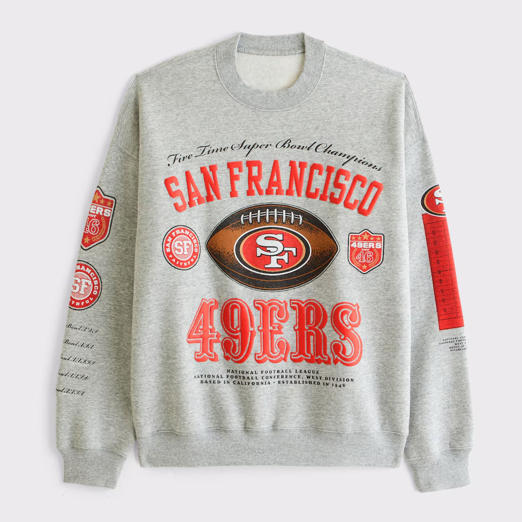 Abercrombie & Fitch x NFL Merch 2026 San Francisco 49ers Five Time Super Bowl Champions Sweatshirt - Merchluma