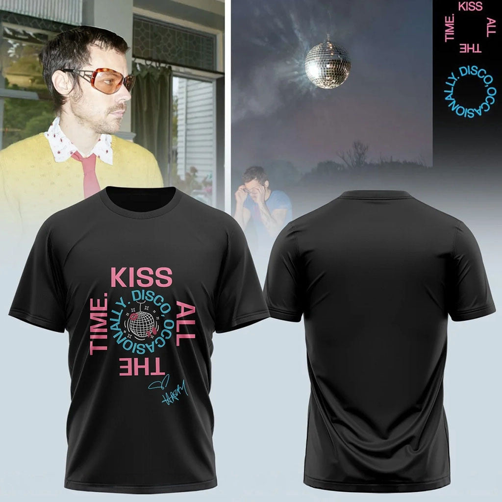 Harry Styles Kiss All The Time Disco Occasionally Black Shirt Harry Styles Merch Music Fan Gear - Merchluma
