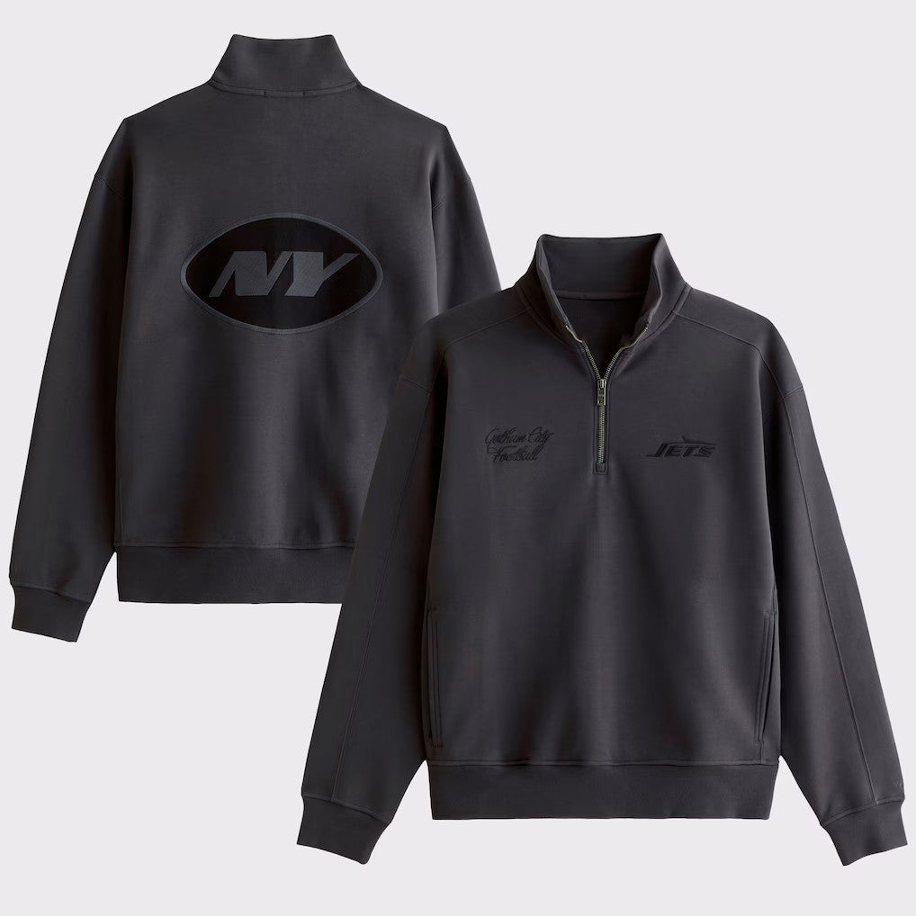 Abercrombie & Fitch x NFL Merch 2026 New York Jets Gotham City Football Half-Zip Sweatshirt Jets Merch - Merchluma