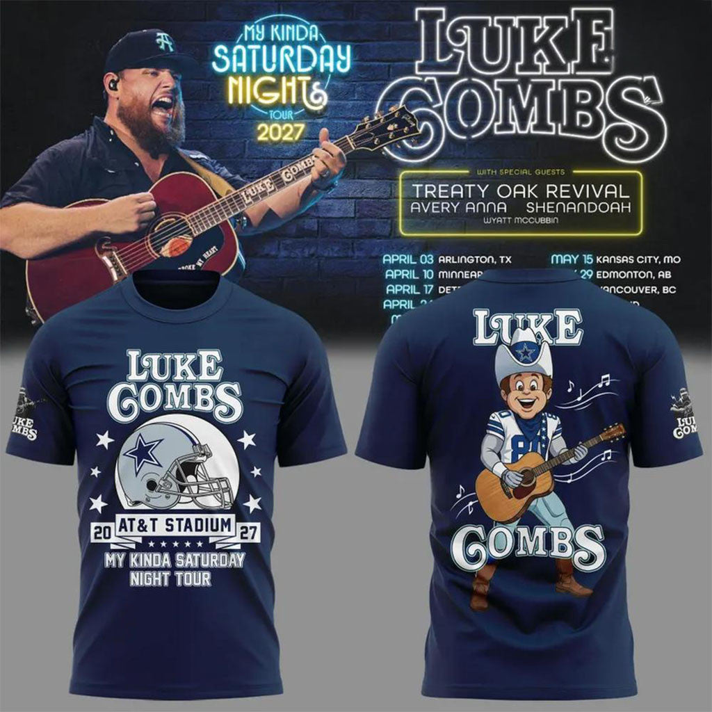 Dallas Cowboys x Luke Combs My Kinda Saturday Night Tour 2027 T-Shirt Cowboys Merch Fan Gift - Merchluma