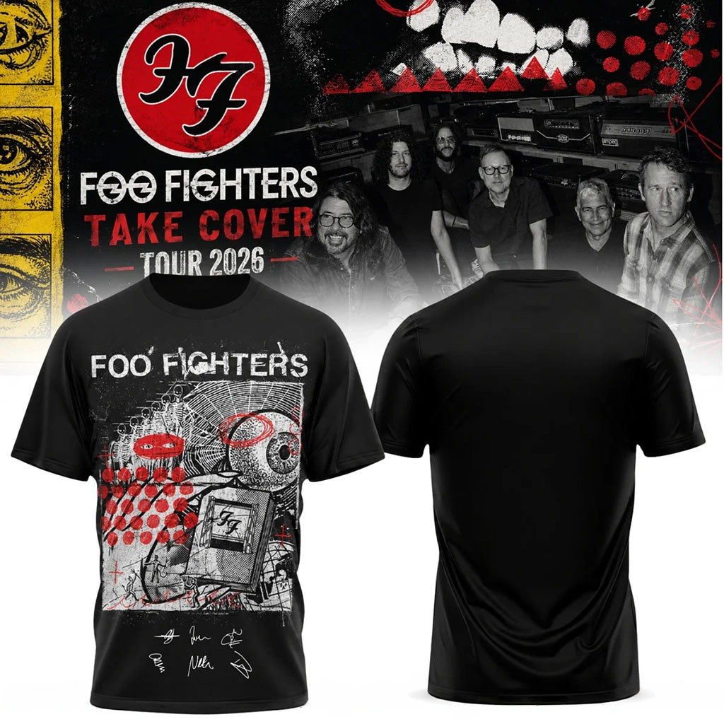 Foo Fighters Merch Take Cover Tour 2026 Graphic T-Shirt Vintage Style Rock Music Fan Apparel - Merchluma