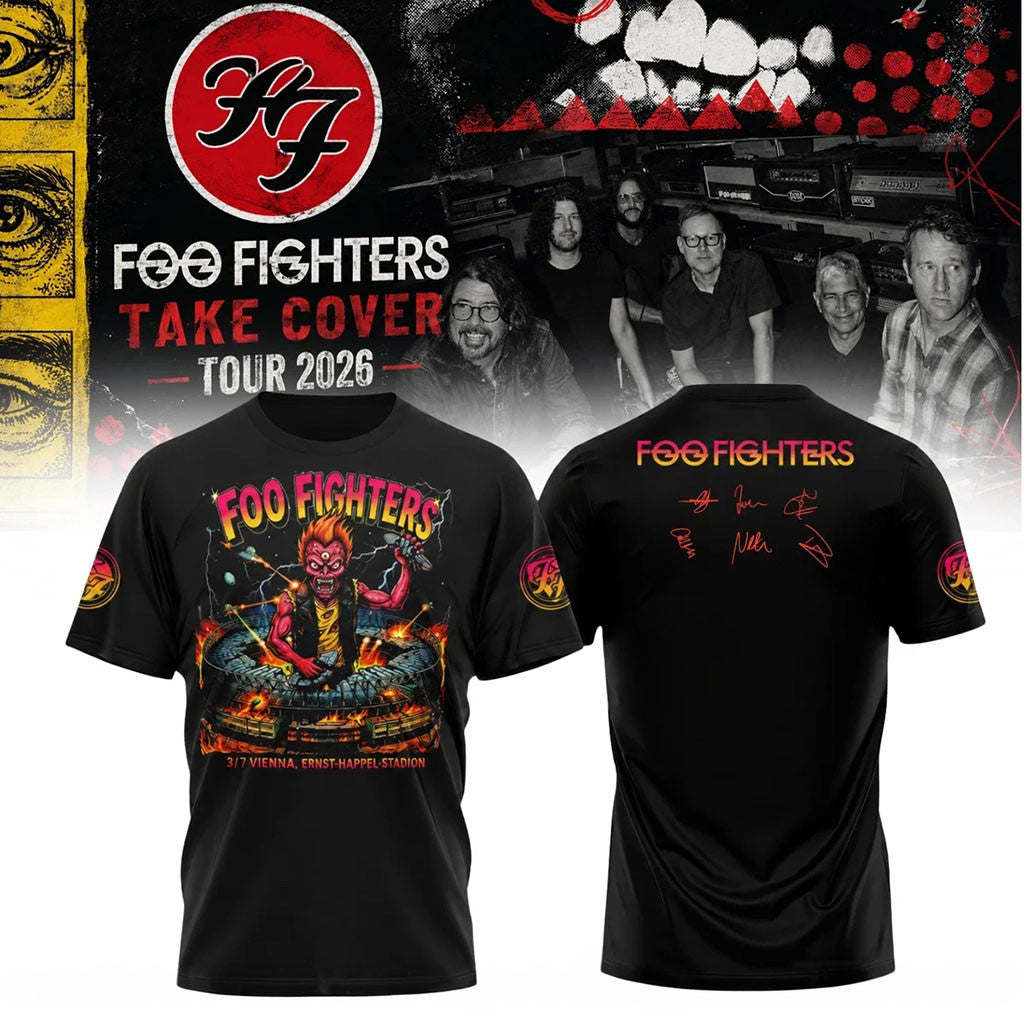 Foo Fighters Take Cover Tour 2026 Black Shirt Rock Music Concert Fan Clothes Foo Fighters Merch - Merchluma