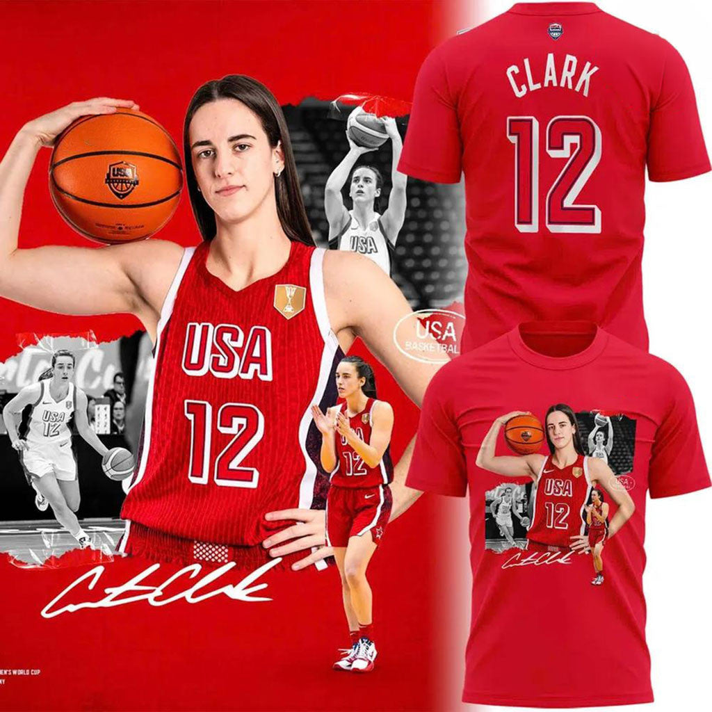 Caitlin Clark USA Women's Basketball #12 Tribute Graphic T-Shirt Caitlin Clark Merch Fan Gear - Merchluma