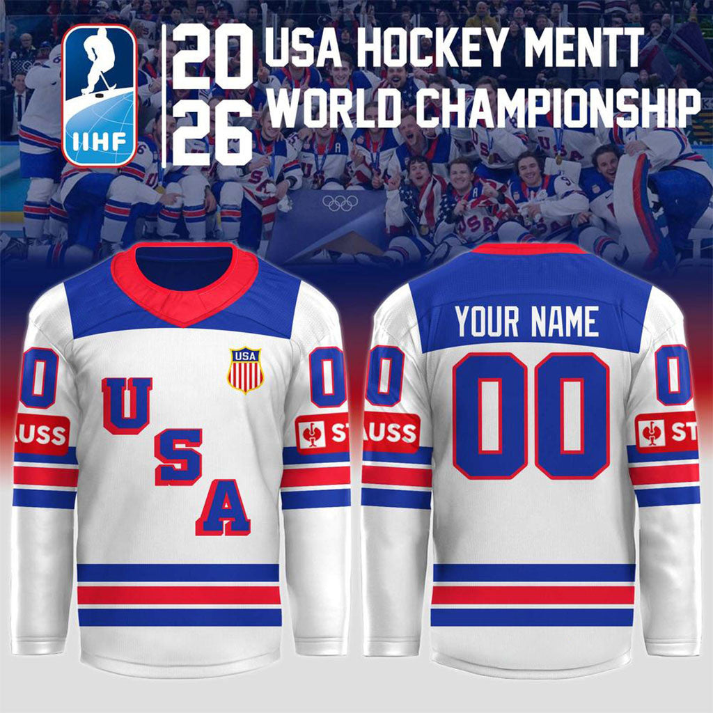 Custom USA Hockey 2026 IIHF World Championship Hockey Jersey Gifts For Hockey Fan - Merchluma