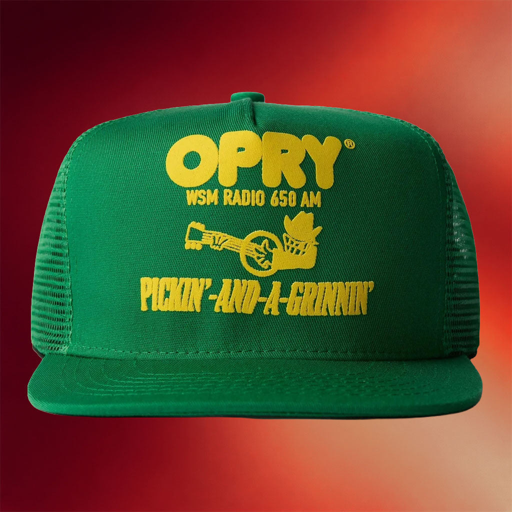 The Opry Shop Merch 2026 Opry Imogene Willie Pickin And Grinnin Trucker Snapback Hat Green - Merchluma