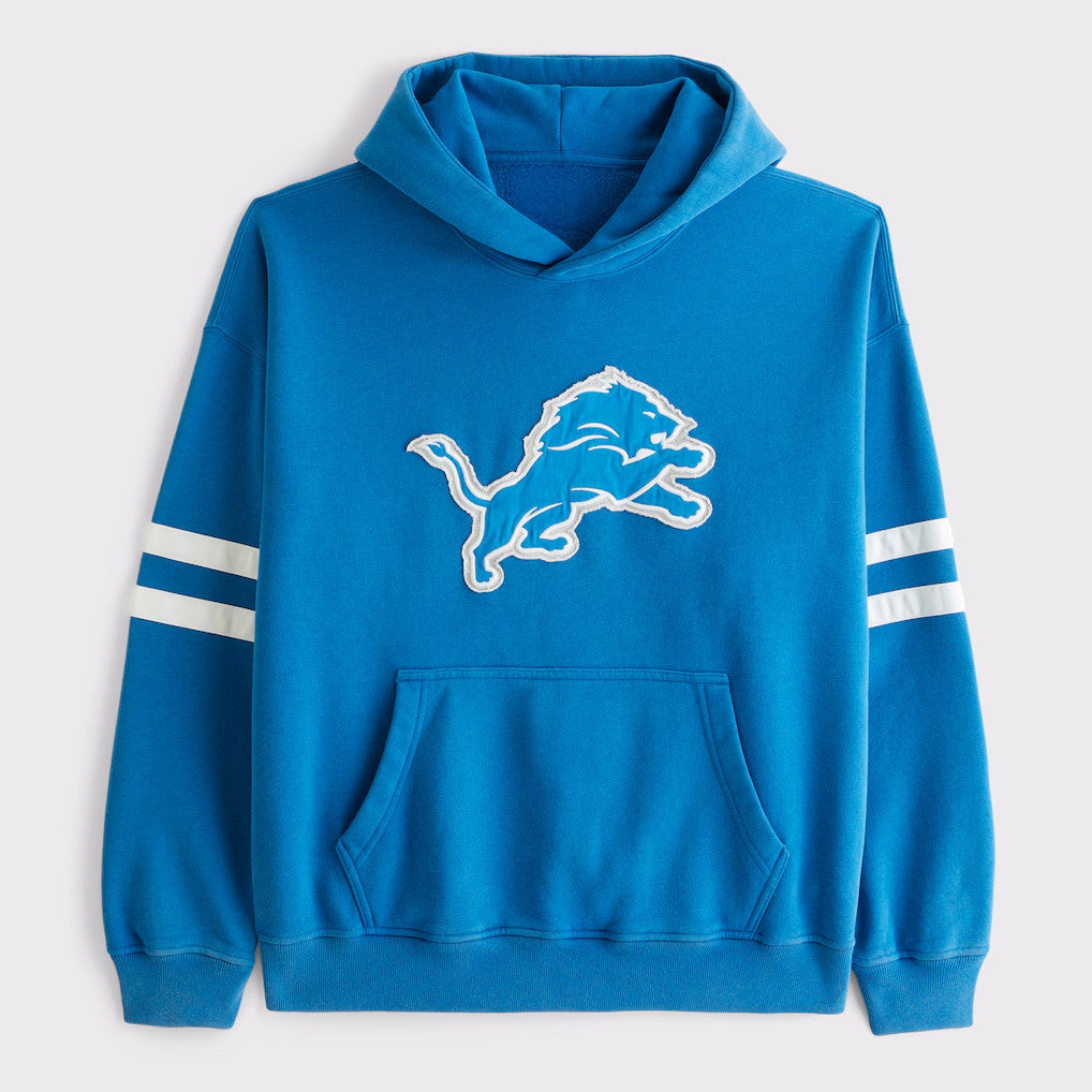 Abercrombie & Fitch x NFL Merch 2026 Detroit Lions Football Blue Hoodie Lions Merch Gifts For Fan - Merchluma