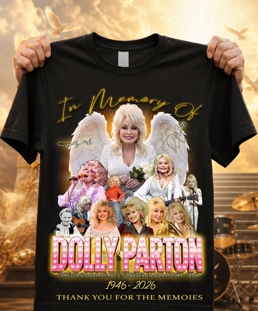 Dolly Parton Merch In Memory Of Dolly Parton 1946 2026 T-Shirt Thank You For The Memories Tee - Merchluma