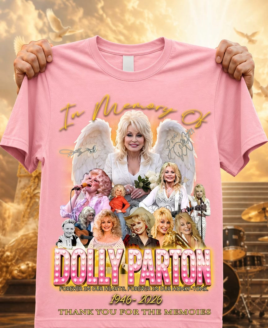 Dolly Parton Merch In Memory Of Dolly Parton T-Shirt 1946 2026 Thank You For The Memories Shirt - Merchluma