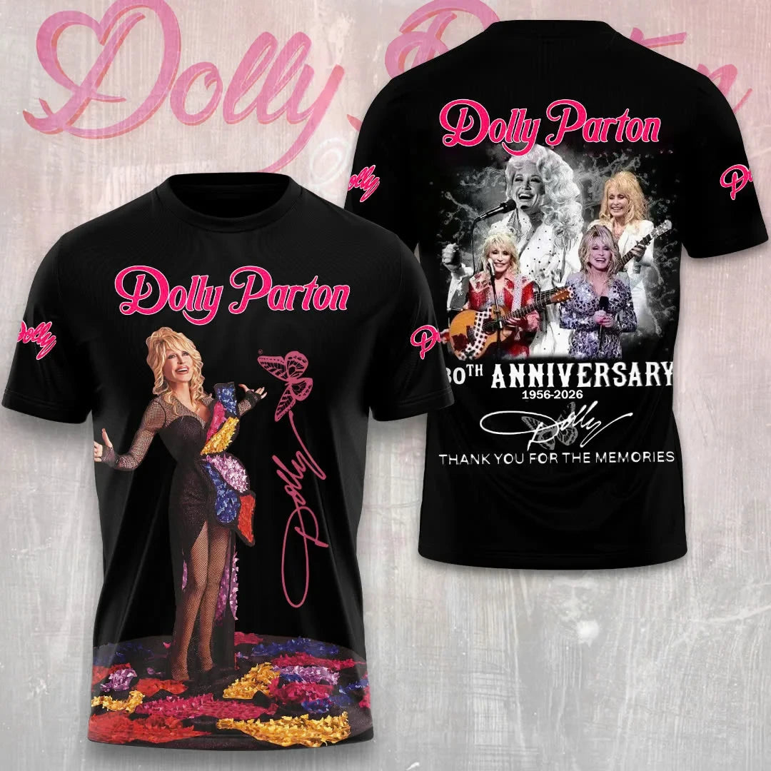 Dolly Parton Merch Dolly Parton 80th Anniversary T-Shirt Thank You For The Memories Tee Signed - Merchluma