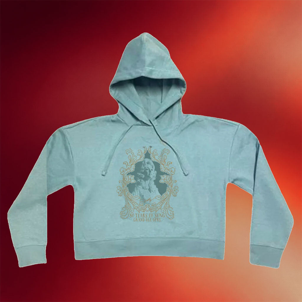 Dolly Parton Merch 2026 Opry X Dolly Parton Gold Frame Cropped Hoodie Dollywood Merch Women's - Merchluma