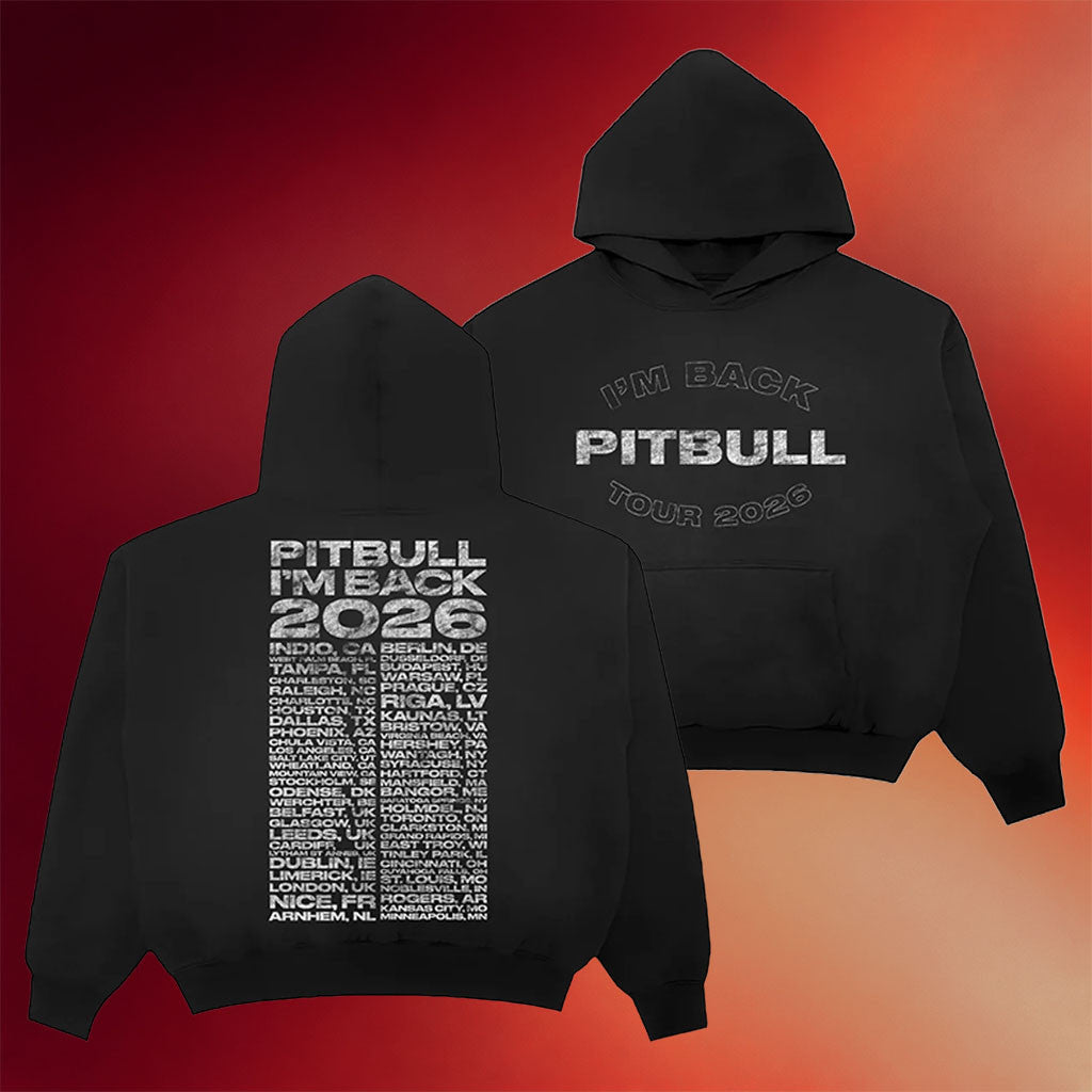 Pitbull Merch I'm Back Tour 2026 Hoodie Black Gifts For Rapper Fans - Merchluma