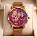 Dolly Parton Merch Dolly Parton 80th Anniversary Mesh Strap Quartz Watch 1946 2026 Merch Womens - Merchluma