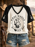 Dolly Parton Merch What Would Dolly Do V-Neck Shirt RIP Country Music Legend Tee Tribute Gifts - Merchluma
