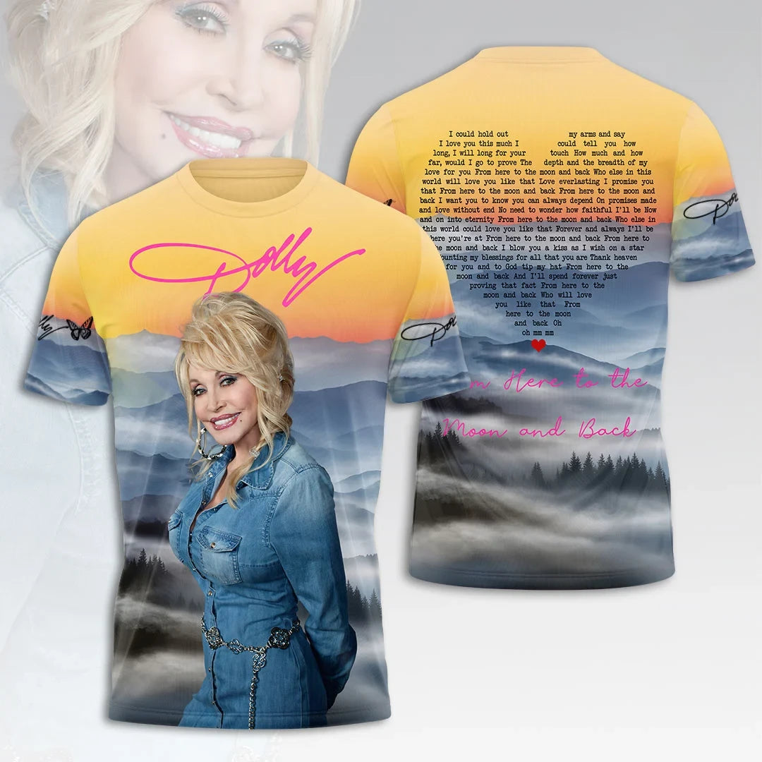 Dolly Parton Merch From Here To The Moon And Back T-Shirt In Loving Memory Dolly Parton Shirt - Merchluma