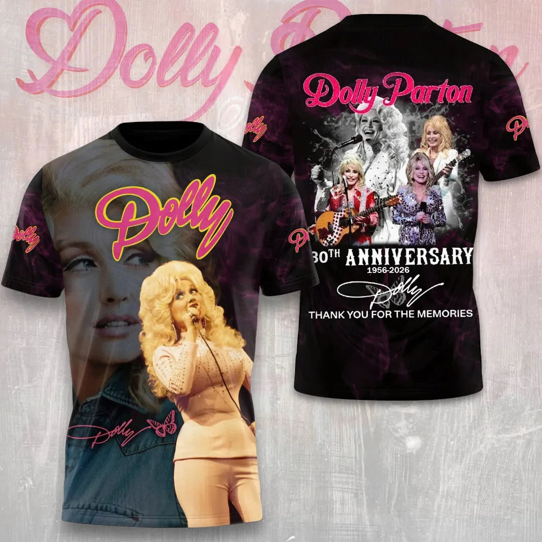 Dolly Parton Merch Dolly Parton 80th Anniversary 1946 2026 T-Shirt Thank You For The Memories - Merchluma