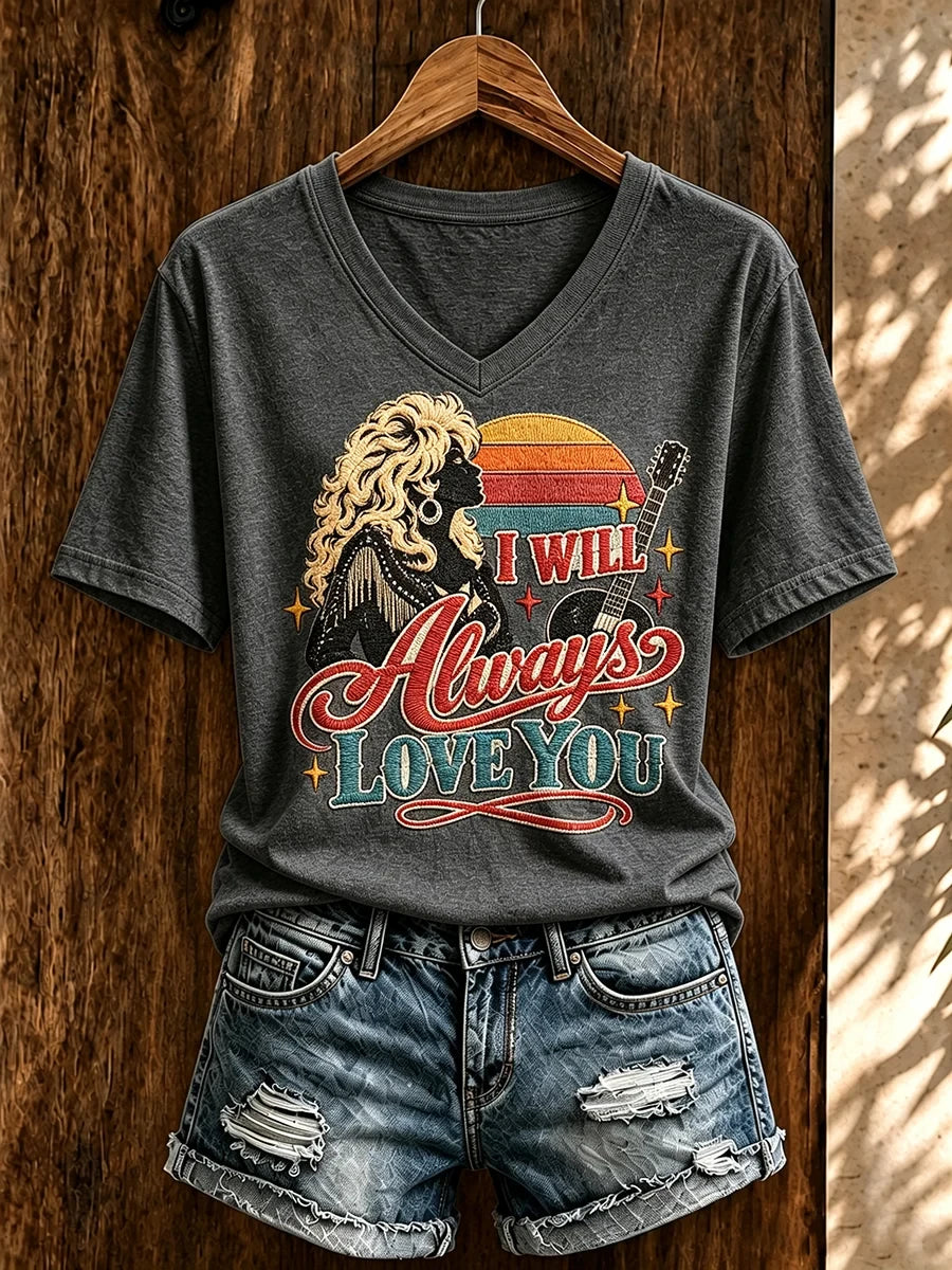 Dolly Parton Merch I Will Always Love You V-Neck Shirt Dolly Parton Memorial Merch Fan Gift - Merchluma