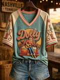 Dolly Parton Merch Dolly Country Legend Tribute V-Neck Shirt RIP Dolly Parton Clothing Women's - Merchluma