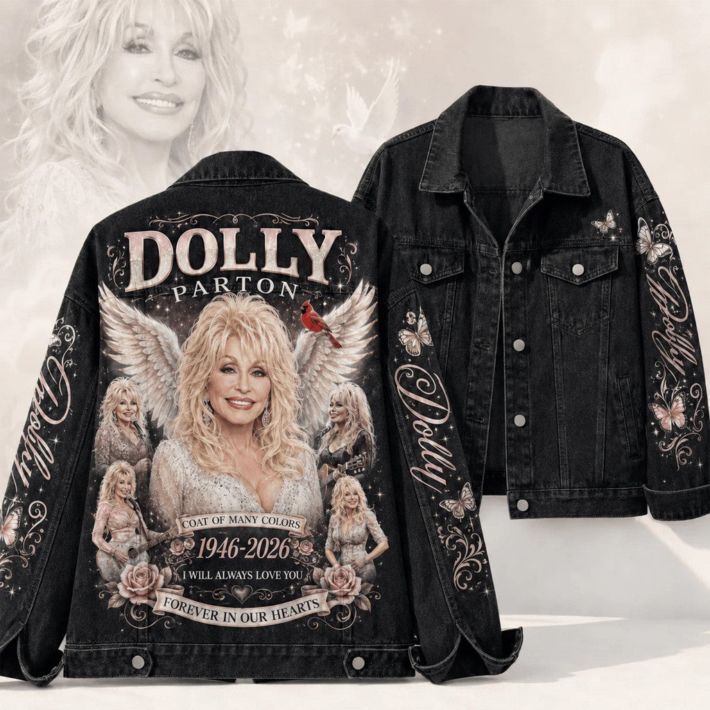 Dolly Parton Gone But Never Forgotten Memorial Denim Jacket RIP Dolly Parton Merch Fan Gear - Merchluma