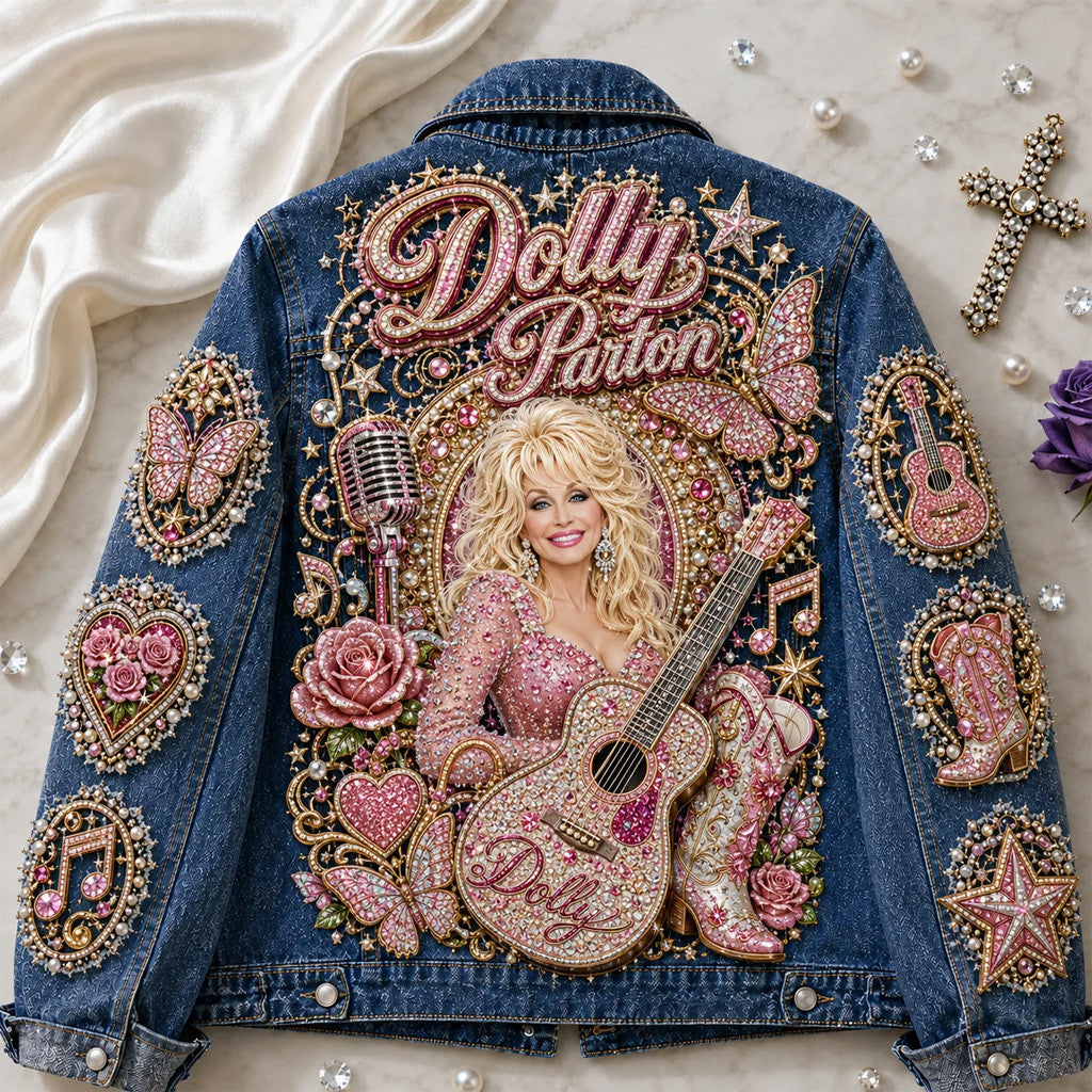 Dolly Parton Remembering The Rhinestone Queen Denim Jacket Dolly Parton Memorial Gifts - Merchluma