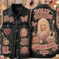 Dolly Parton Merch Dream More 9 To 5 Denim Vest RIP Dolly Parton Merch Memorial Gift Ideas - Merchluma