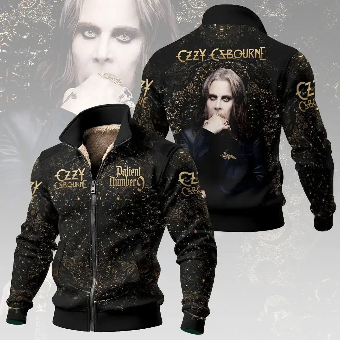 Ozzy Osbourne Merch Patient Number 9 Thick Knit Fleece Jacket Heavy Metal Rock Music Fan Apparel - Merchluma