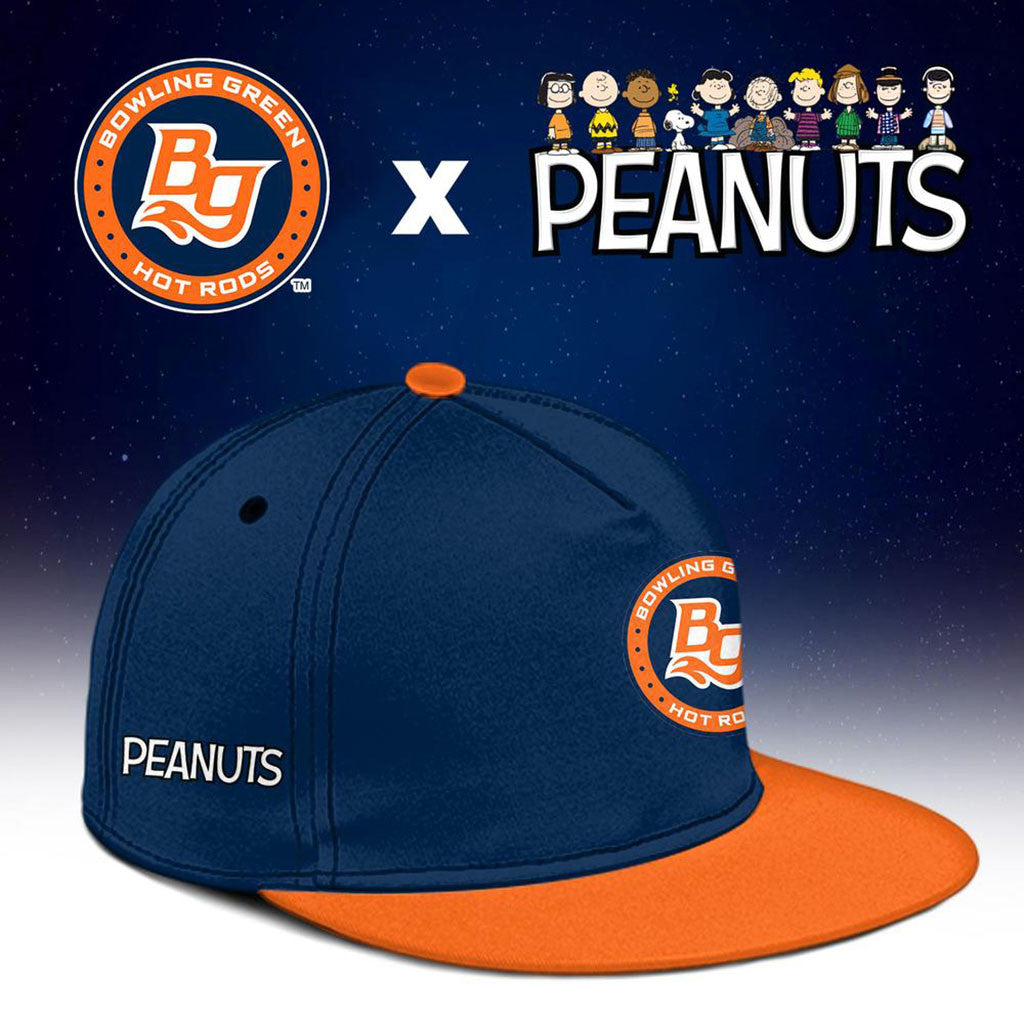 Bowling Green Hot Rods x Peanuts Night 2026 Snapback Hat Hot Rods Merch Present For Husband - Merchluma