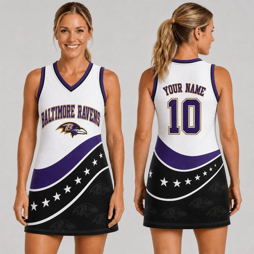 Personalized Baltimore Ravens Bold Team Pride Dress Ravens Merch Football Fan Gifts For Her - Merchluma