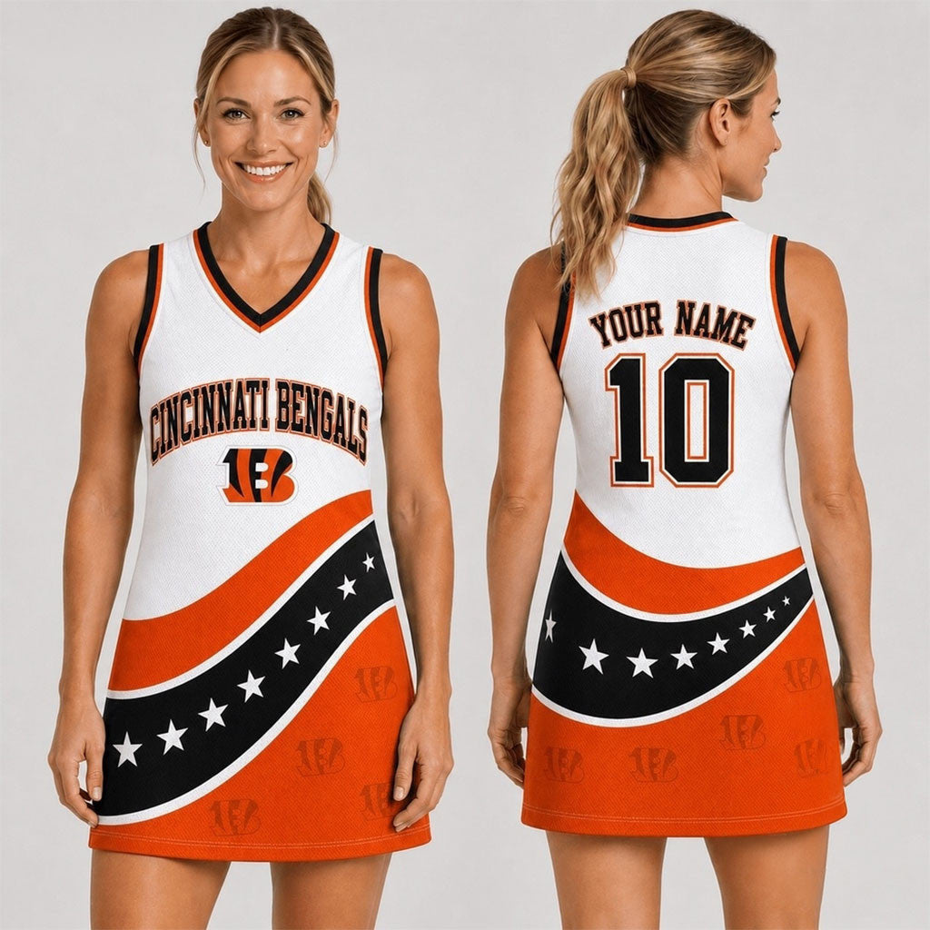 Personalized Cincinnati Bengals Bold Team Pride Dress Game Day Dress Bengals Merch Women's - Merchluma