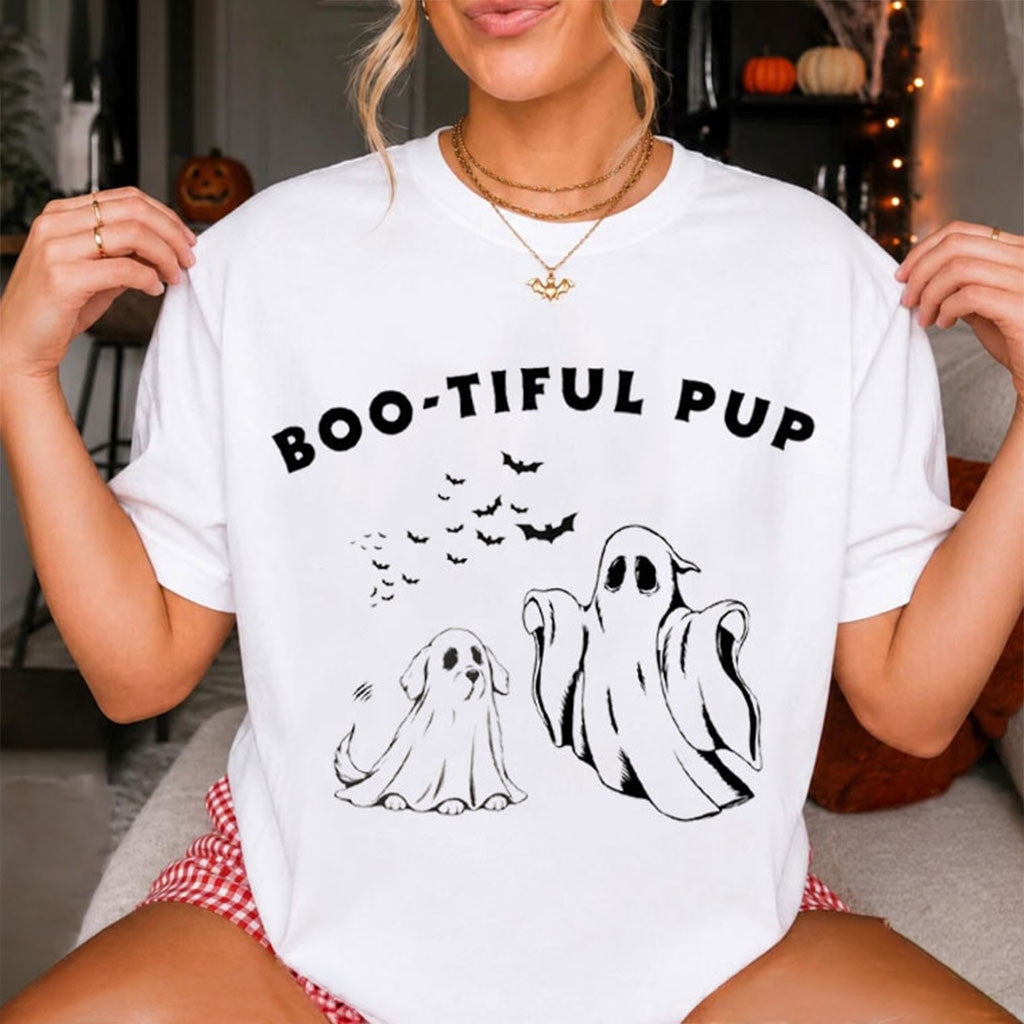 Boo-Tiful Pup Ghost Shirt Dog Funny Halloween Costume Gift T-Shirt BFF Gifts - Merchluma