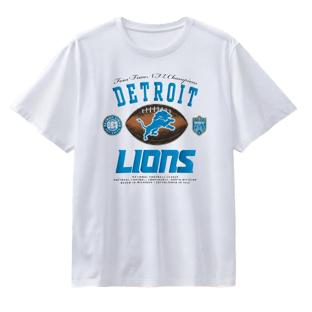 Detroit Lions Four Time Champions One Pride T-Shirt Lions Merch Gifts For Football Fan - Merchluma