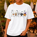 Doodles Spooky Ghost Skeleton Pumpkin T-Shirt Cute Halloween Shirt Friends Gifts - Merchluma
